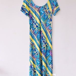 Vintage 90s Tropical Palm Tree Dress size M